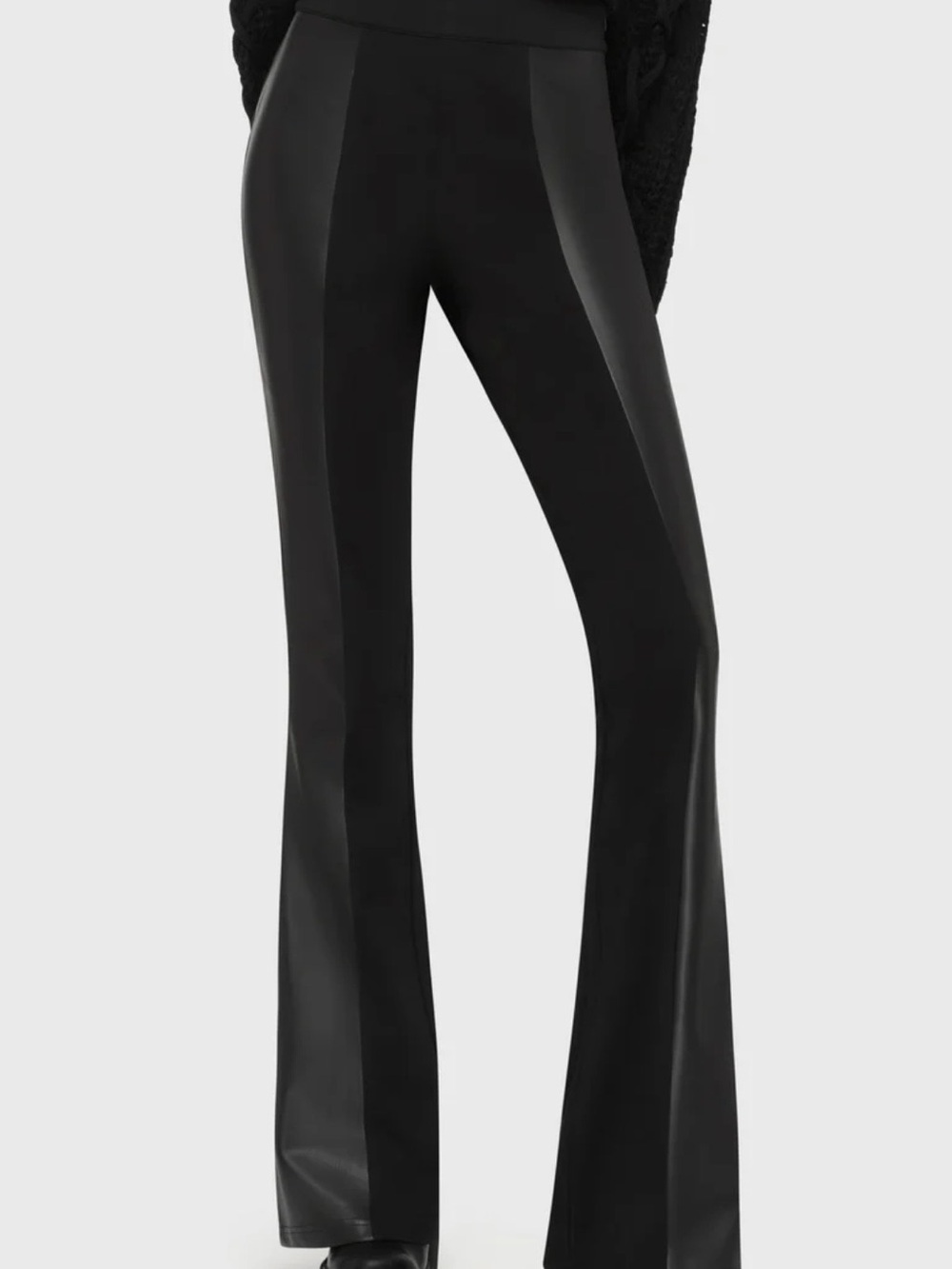 Killstar Black Faux Leather Boot-Cut Flare Pants